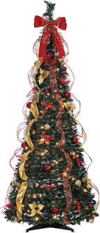 Joedot Clear Prelit LED Green Decorated Pine Christmas Tree, 6'