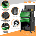 8-Drawer High Capacity Rolling Tool Chest, Removable Cabinet StoraTool Box with Wheels and Drawers, Detachable Toolbox with Lock for Workshop Mechanics Garage(Black&Green)