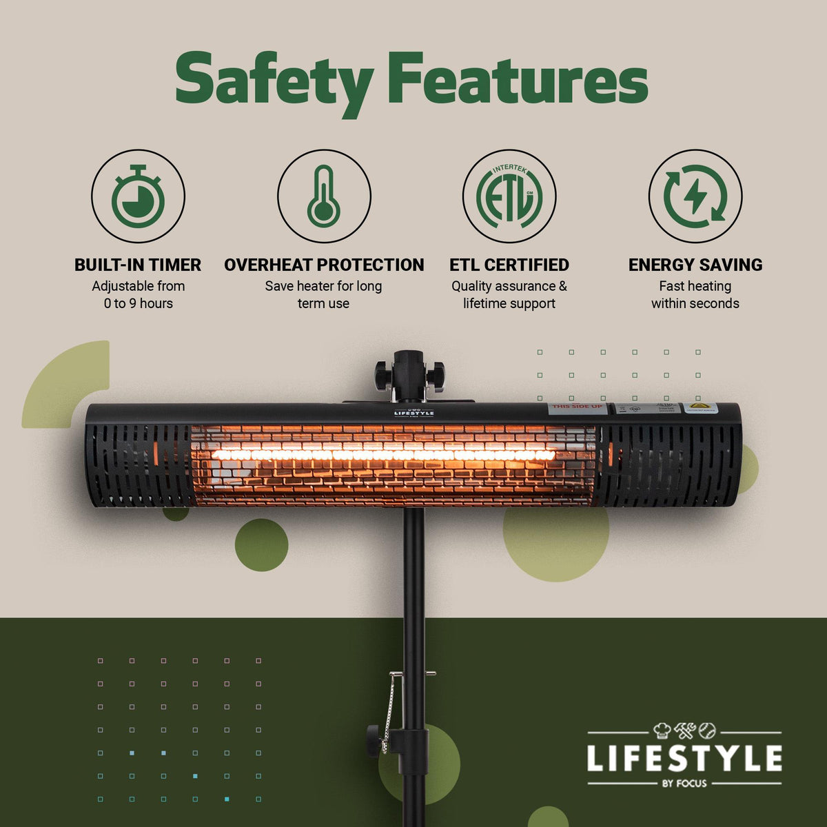 Lifestyle by Focus Infrared Electric Cold Space Heater (Black) with Tripod Stand