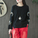 loose embroidered cotton and linen vintage t-shirt