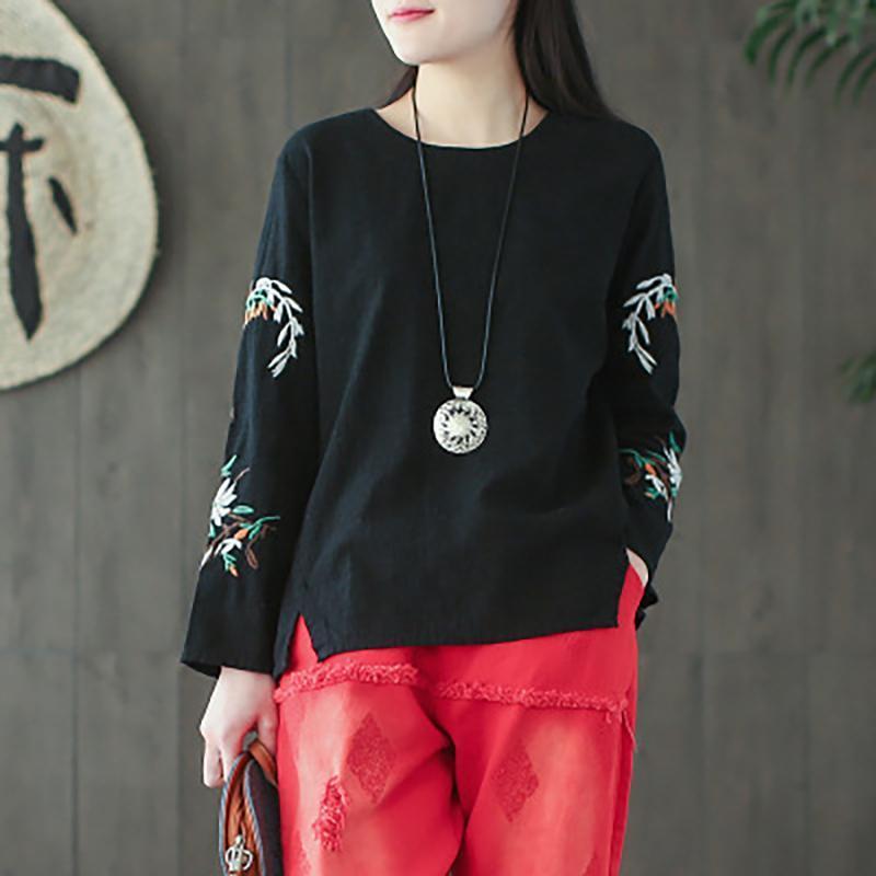 loose embroidered cotton and linen vintage t-shirt