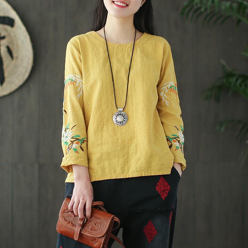 loose embroidered cotton and linen vintage t-shirt