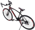 DSVF Mountain/Road Bike Carbon Steel s 21 Speed Youth/Adult Bicycle,Aluminum Full Suspension Road Bike(700C),26in Carbon Steel, Outdoor Fashionable Derailleur Mens/Womens Bikes, Red