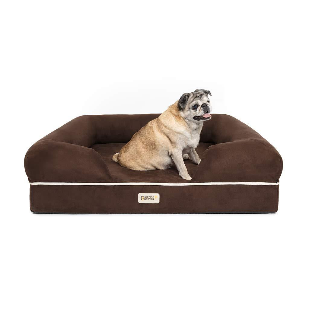 Friends Forever Chester Pet Couch with Solid Memory Foam Brown 28x36+9"