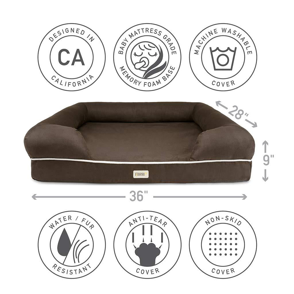 Friends Forever Chester Pet Couch with Solid Memory Foam Brown 28x36+9"