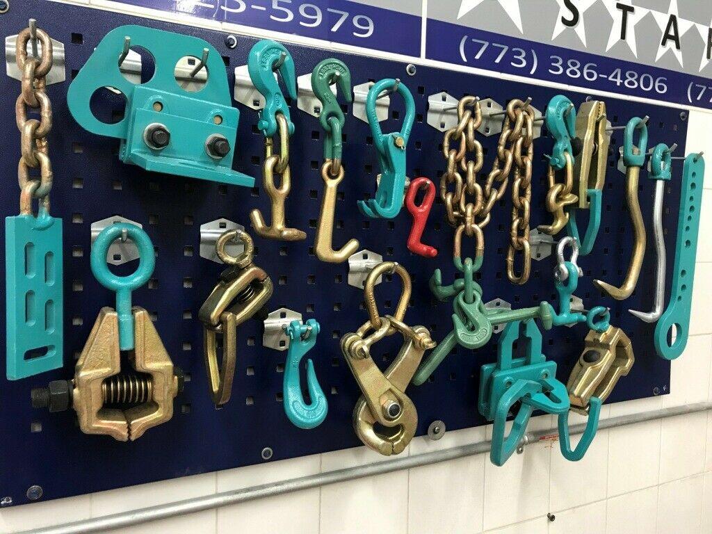 SET#8  -19 PIECE AUTO BODY FRAME MACHINE HEAVY DUTY PULLING CLAMPS TOOLS CHAINS