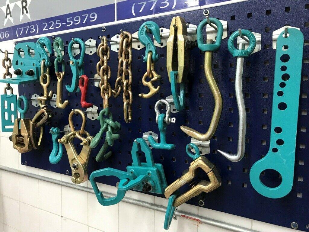 SET#8  -19 PIECE AUTO BODY FRAME MACHINE HEAVY DUTY PULLING CLAMPS TOOLS CHAINS