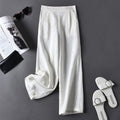 high-waisted cotton linen loose straight-leg pants