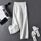 high-waisted cotton linen loose straight-leg pants