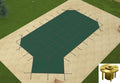 gli grecian mesh swimming pool safety cover w/ left offset step &amp; wood anchors