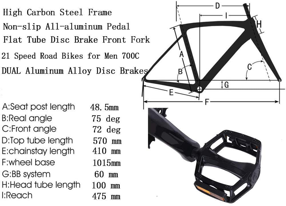 Mens Road Bikes Aluminum Road Bikes 700c Road  21 Speed Road Bike for Men with Aluminum Alloy Disc Brake