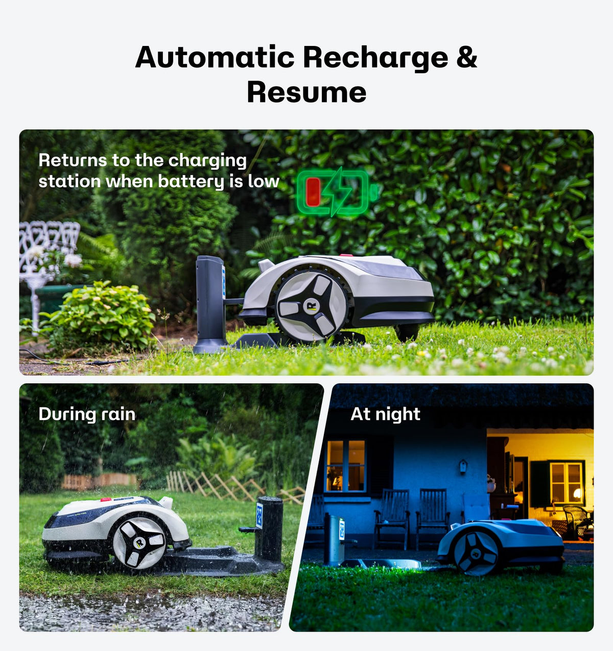 Raccoon 2 SE Wire Robot Lawn Mower, No RTK for Max. 0.15 Acre Lawn Area, 1.18"–3.15” Cutting Height, Intelligent AI Robotic Lawn Mower with 5Ah Fast-Charging Battery Robot Mower for Small Lawns