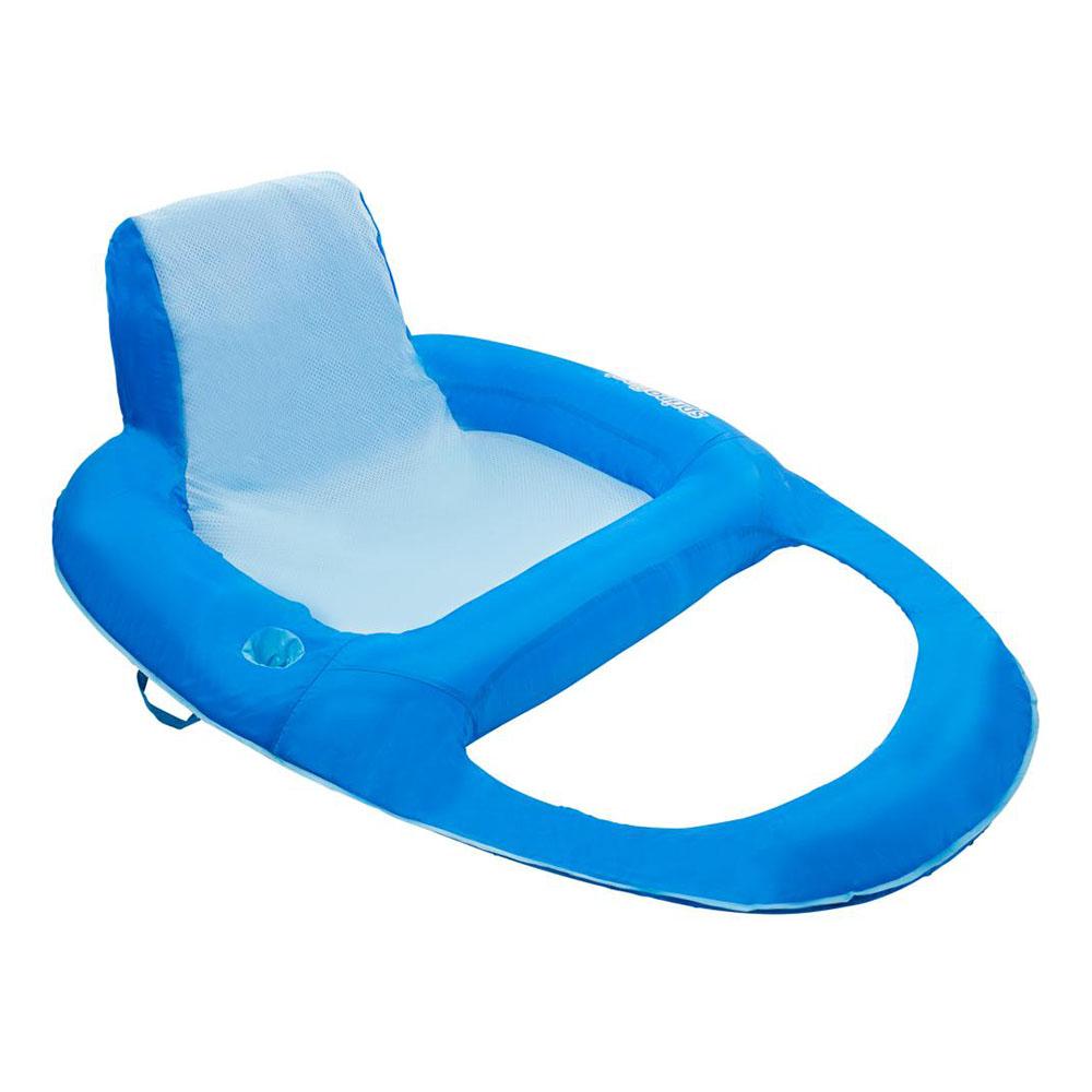 SwimWays 6060121 Spring Float Recliner Extra Large Summertime Relaxation Comfortable Lounge Seat with Cup Holder, Blue (3 Pack)