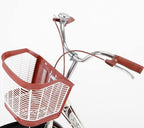 TOUNTLETS BeiWomens Beach Cruiser Bike Classic Iron Bicycle, Retro Bicycle Unique Art Deco Scooter, Womens Single Speed Comfortable Commuter Bicycles with Basket and Seat
