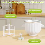 Ice Cream Maker Attachment for  Stand Mixer, Compatible with 4.5/5Qt & Larger  Stand Mixer, 2 Quart Frozen Ice Cream Bowl, Yogurt & Sorbet Gelato, White