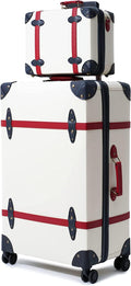 Luggage Set of 2 Pieces, Lightweight Hardside Spinner Suitcase with TSA Lock and 8 Wheels (Ivory White, 14inch &amp; 28inch)