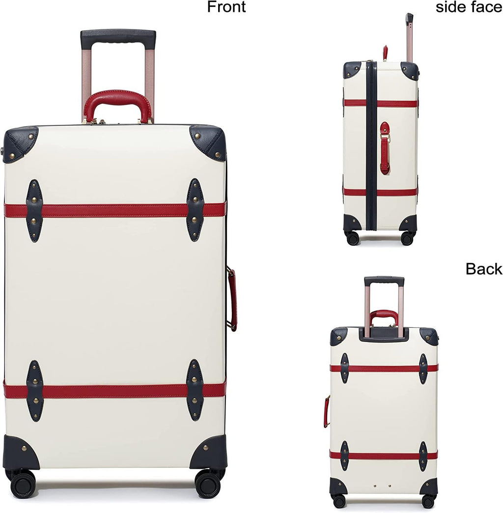 Luggage Set of 2 Pieces, Lightweight Hardside Spinner Suitcase with TSA Lock and 8 Wheels (Ivory White, 14inch &amp; 28inch)