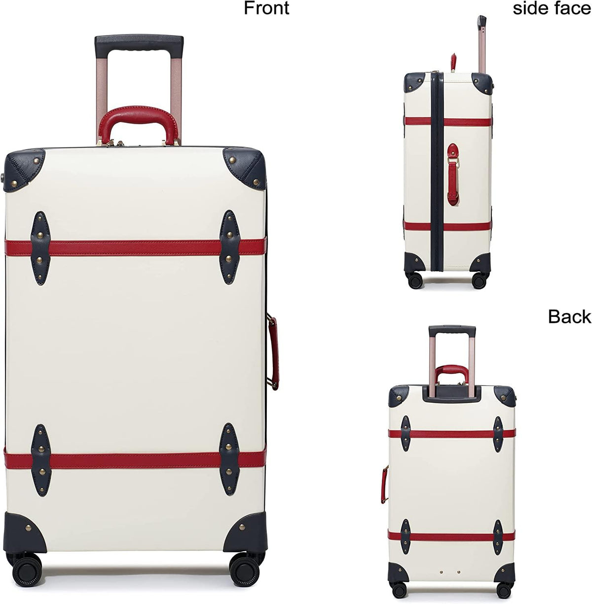 Luggage Set of 2 Pieces, Lightweight Hardside Spinner Suitcase with TSA Lock and 8 Wheels (Ivory White, 14inch &amp; 28inch)