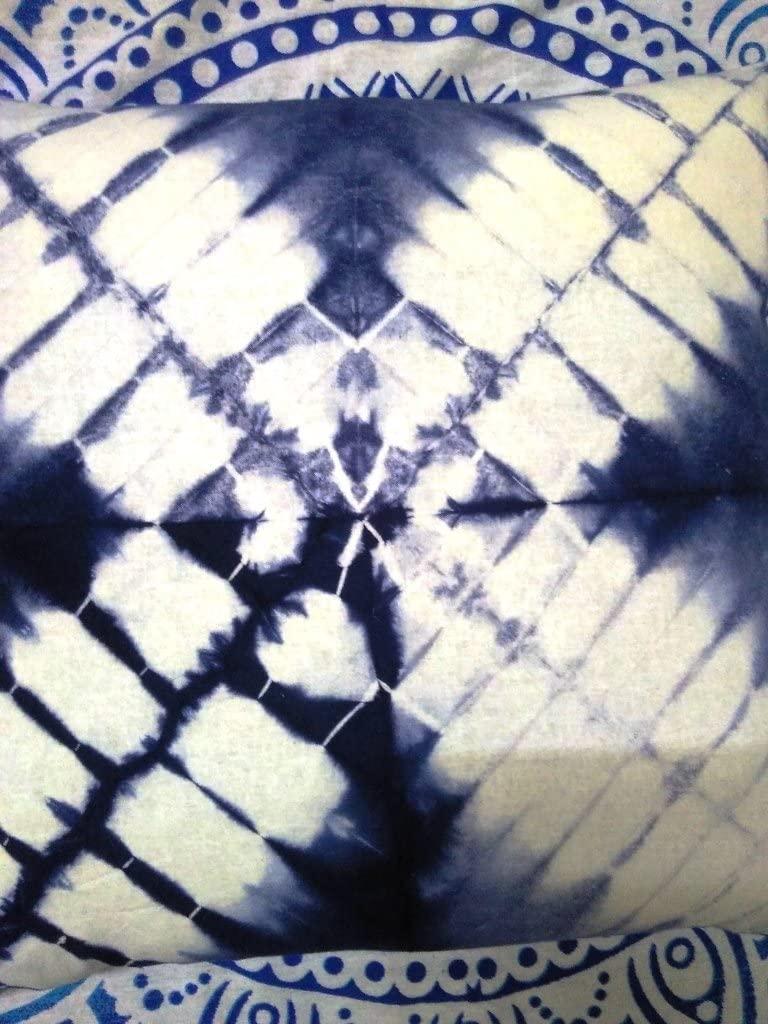 Indigo White Spred Look Like Leaf Pillow, Tie Dye Cushions, Decorative Cotton Throw, Shibori Pillow Cases, Outdoor Cushion Cover 16x16, Bohemian Pillow Shams (50)