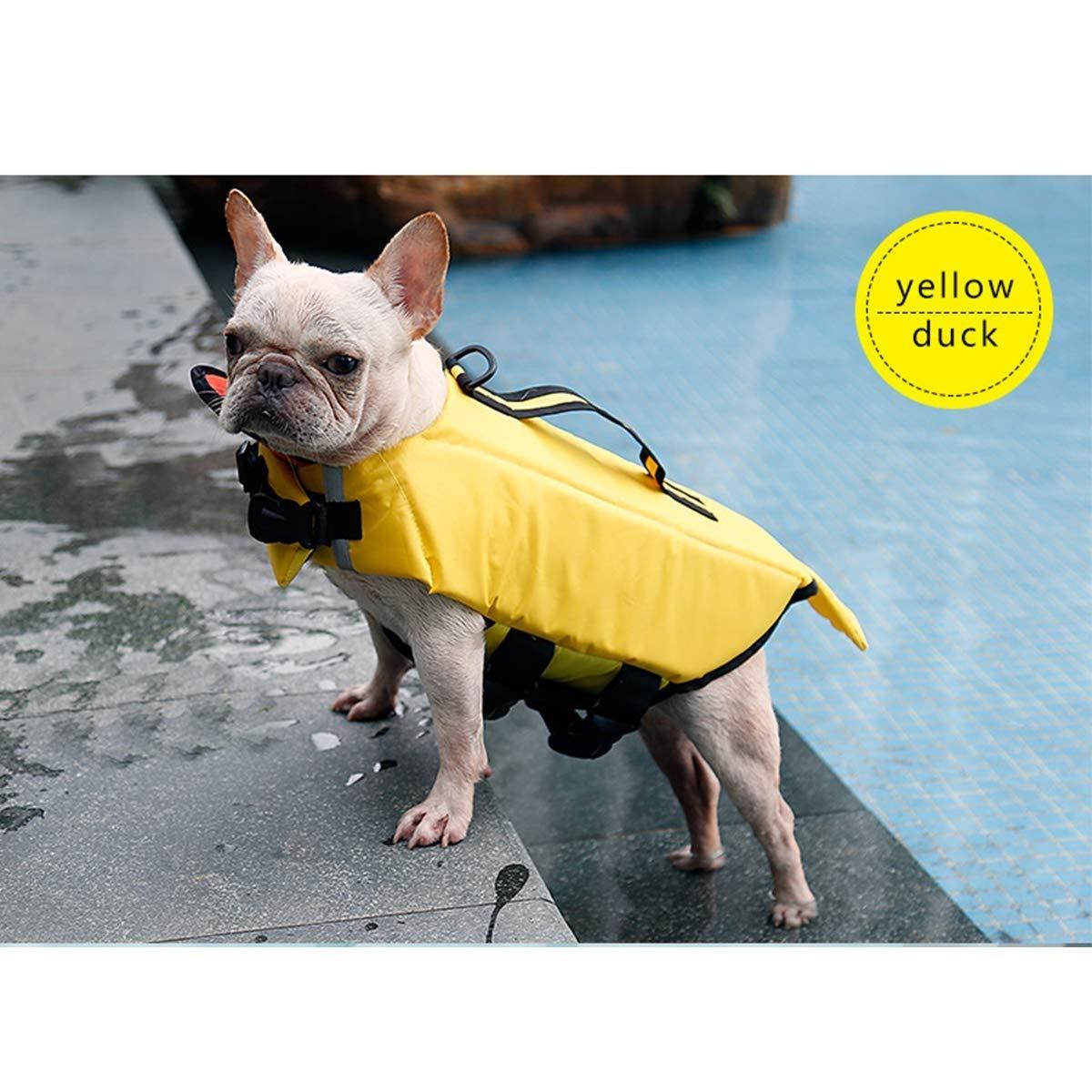 KDKDA Sports Style Ripstop Dog Life Jacket Safety Vest with Superior Buoyancy Rescue Handle Pet Life Jacket Life Jackets for Dogs Small Dogs Duck Pattern Pet Float Coat Dog Lifesaver Dog Life Vest