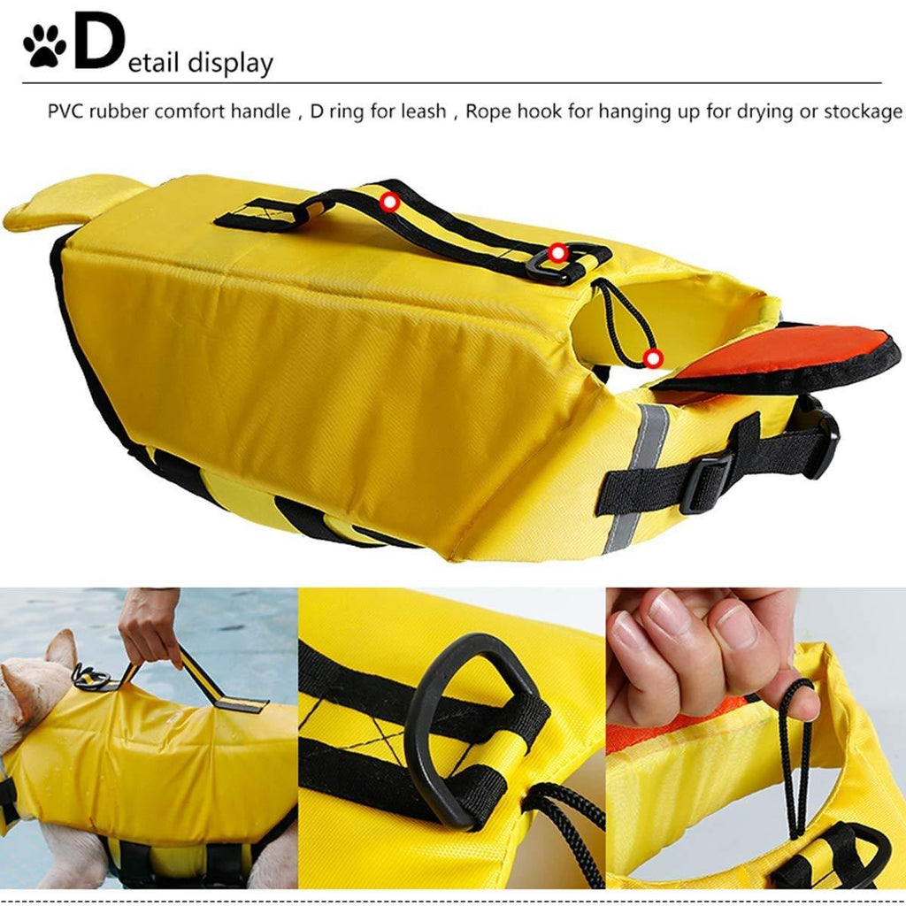 KDKDA Sports Style Ripstop Dog Life Jacket Safety Vest with Superior Buoyancy Rescue Handle Pet Life Jacket Life Jackets for Dogs Small Dogs Duck Pattern Pet Float Coat Dog Lifesaver Dog Life Vest