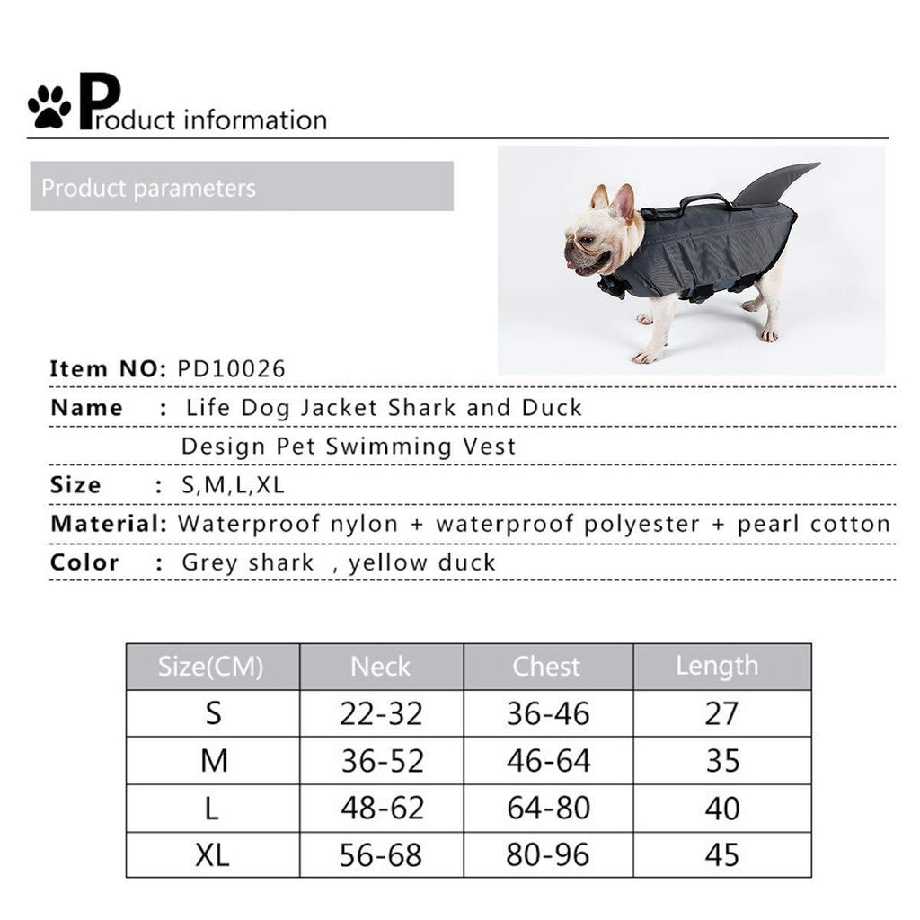 KDKDA Sports Style Ripstop Dog Life Jacket Safety Vest with Superior Buoyancy Rescue Handle Pet Life Jacket Life Jackets for Dogs Small Dogs Duck Pattern Pet Float Coat Dog Lifesaver Dog Life Vest