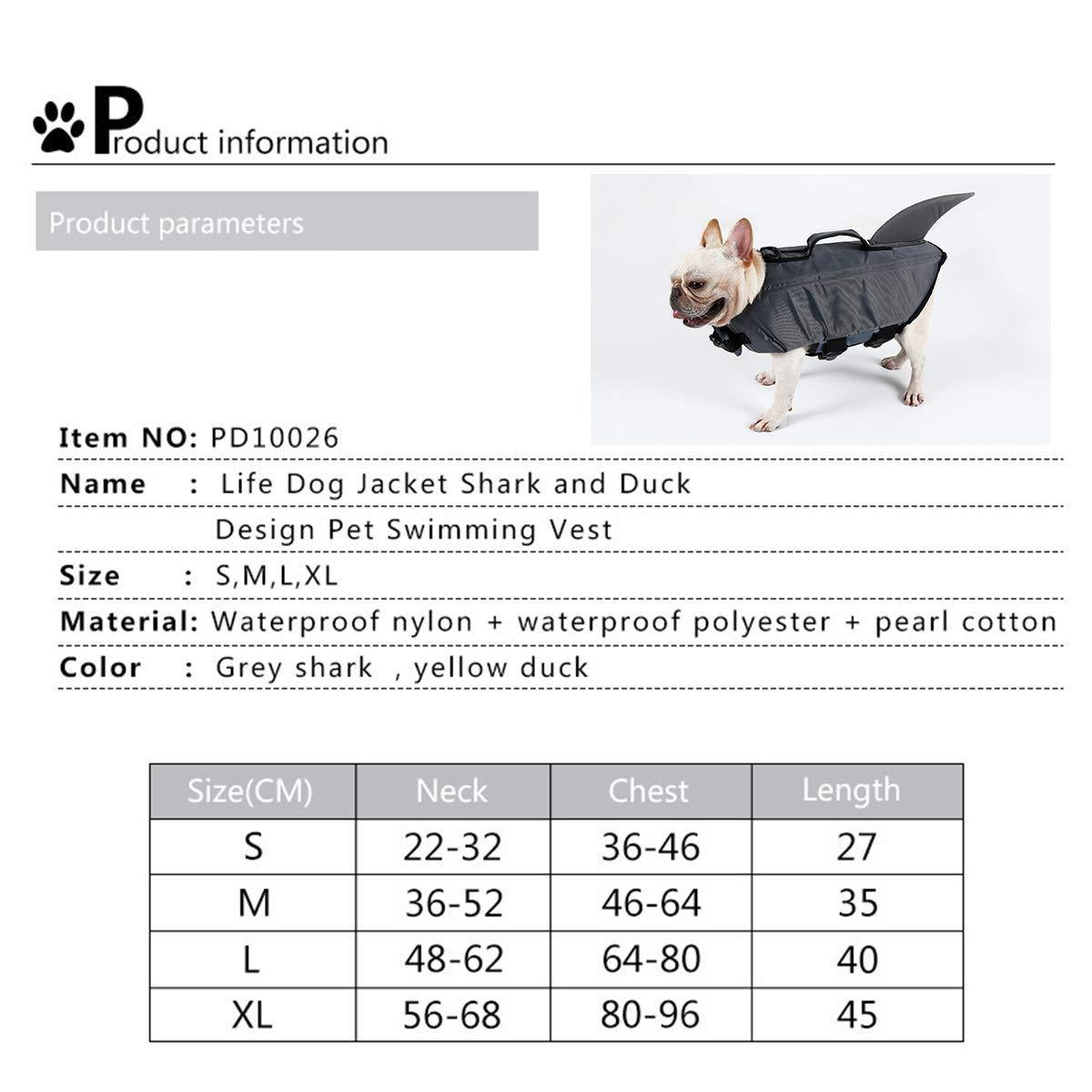 KDKDA Sports Style Ripstop Dog Life Jacket Safety Vest with Superior Buoyancy Rescue Handle Pet Life Jacket Life Jackets for Dogs Small Dogs Duck Pattern Pet Float Coat Dog Lifesaver Dog Life Vest