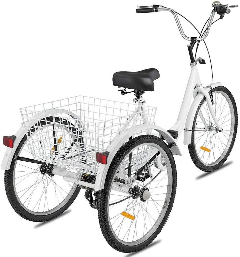 Adult Tricycle,1/7 Speed 3-Wheel for Shopping with Installation Tools,Leisure Bike