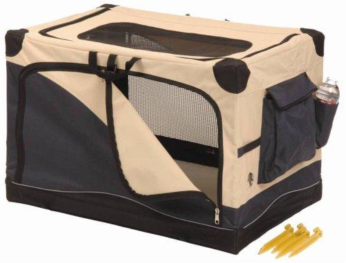 Soft Side Pet Crate, Navy/Tan