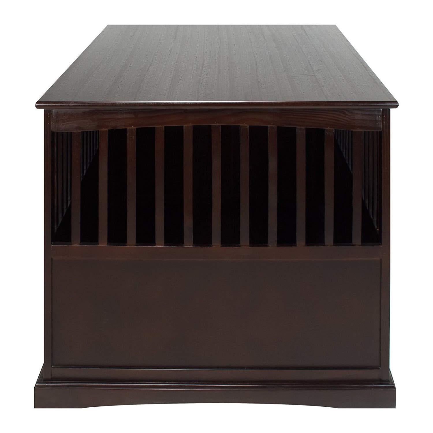 Hot Sale! Wooden Furniture XL Pet Crate Espresso Solid End Table Kennel Consule Decor
