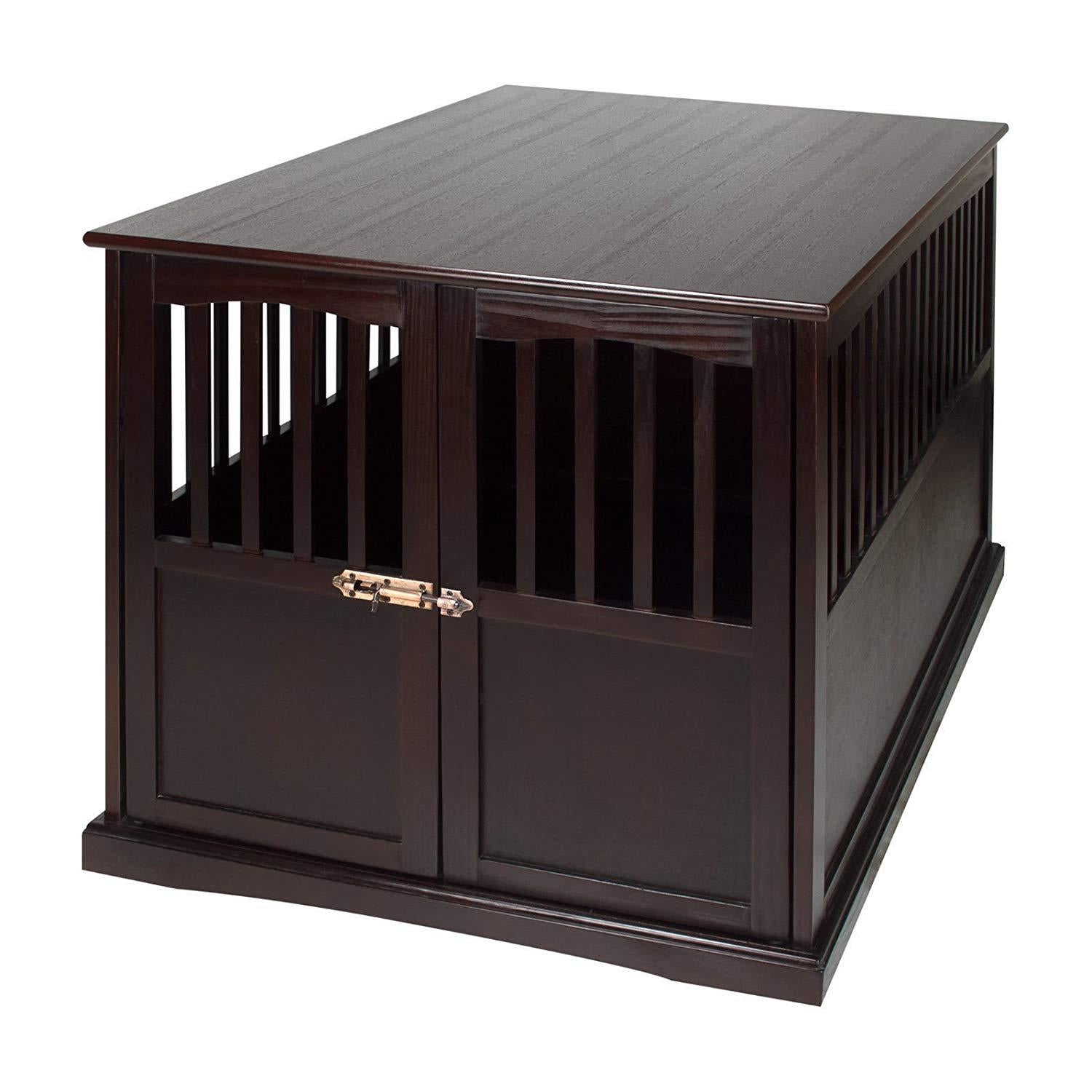 Hot Sale! Wooden Furniture XL Pet Crate Espresso Solid End Table Kennel Consule Decor