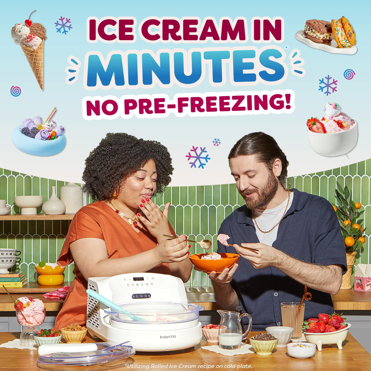 Chill Ice Cream Maker with ‑In Compressor, No Pre‑Freezing, Real Ice Cream in Minutes*, Gelato, Sorbet, Rolled, Non‑Dairy, Mix‑Ins, Easy Clean Up, Quiet, Makes Up to 2 Pints