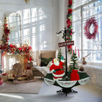 47 in. Christmas Musical Snowy Indoor Santa Claus Scene with Green Umbrella Base