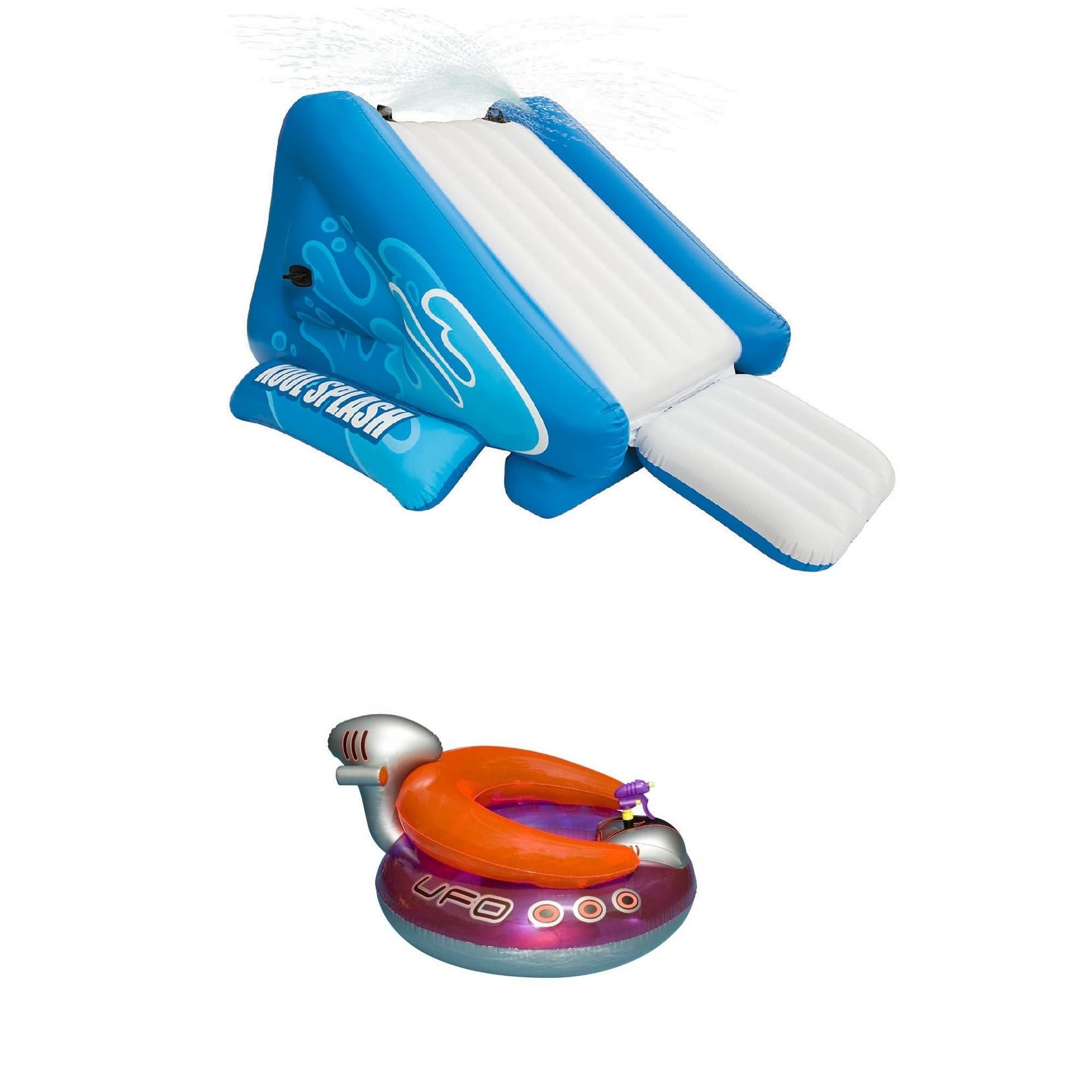 Kool Splash Inflatable Pool Water Slide &amp; Inflatable UFO Chair