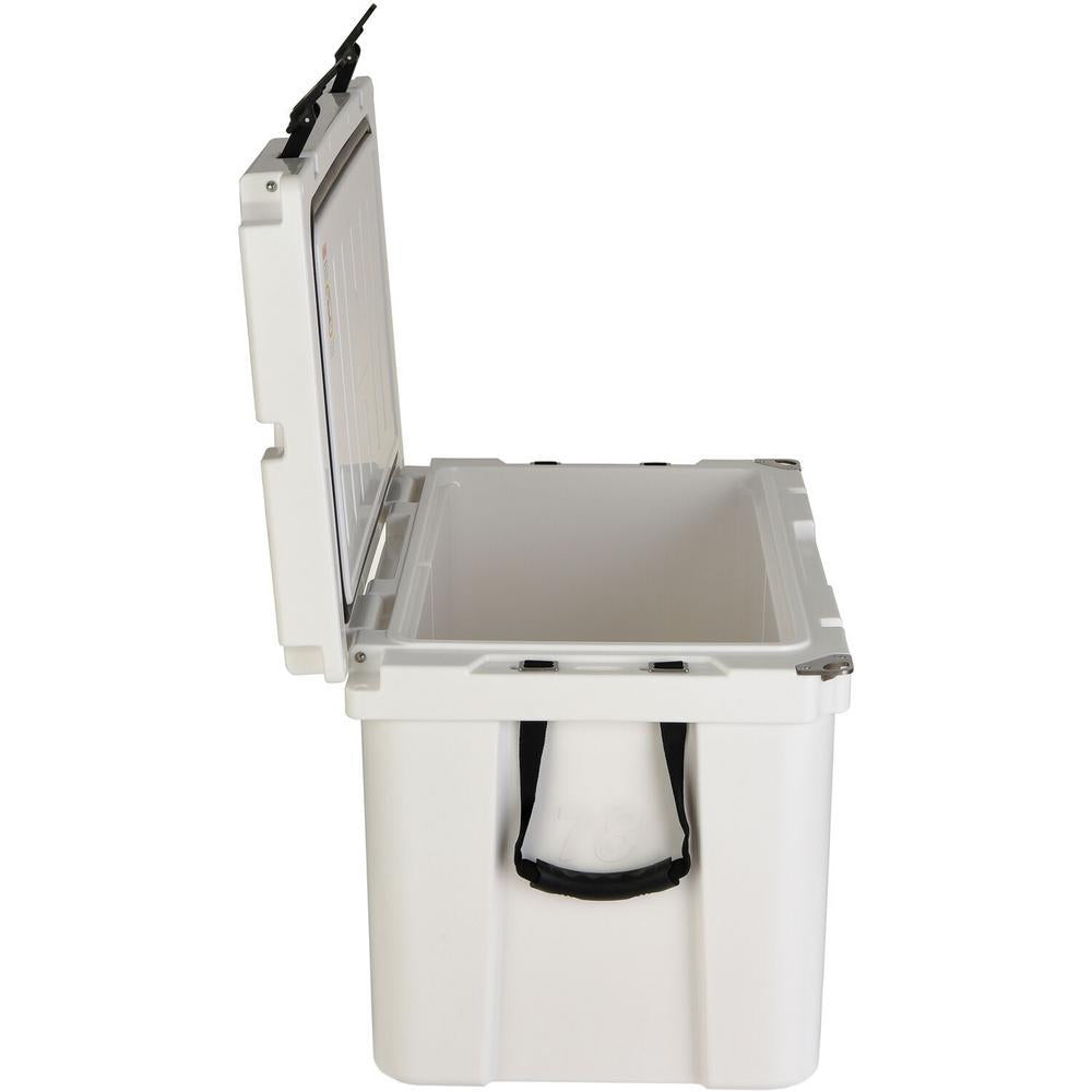 Elite 78 Qt. Rotational-Molded Customizable Cooler System with 3 Sets of Beach Wheels in White
