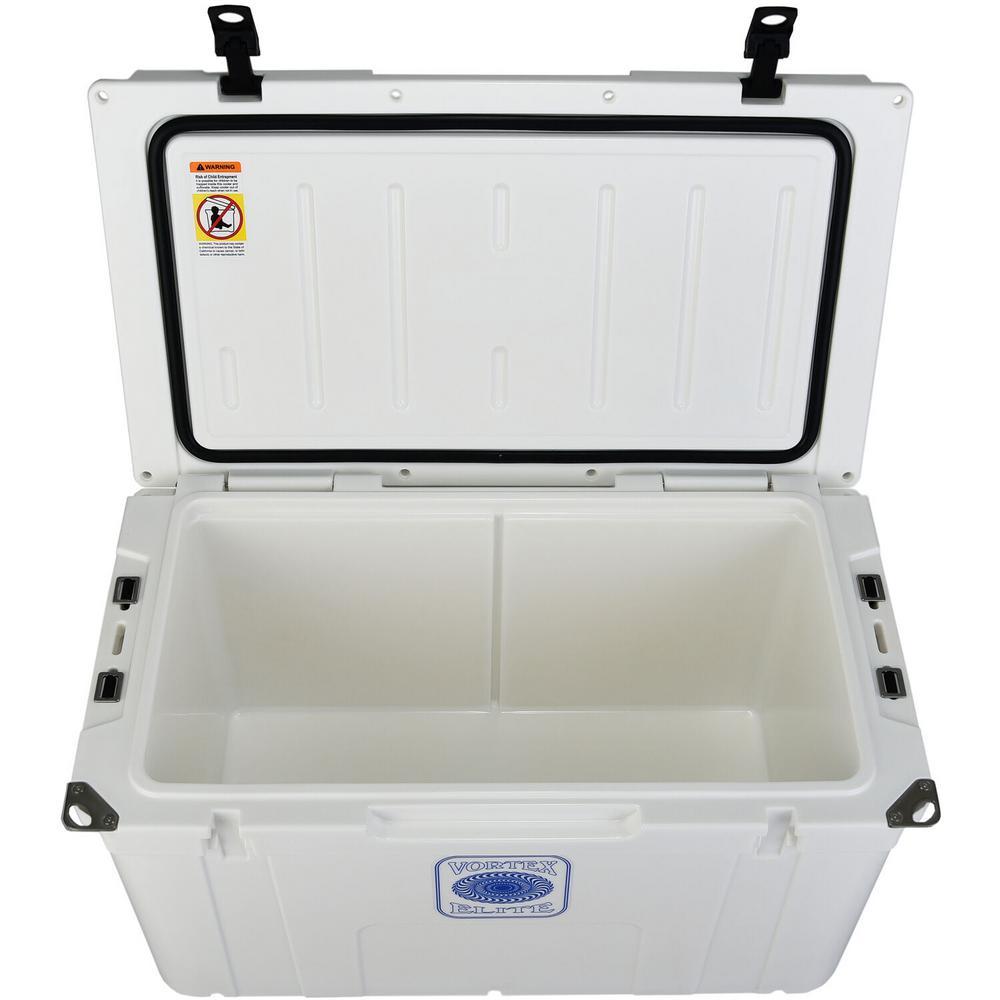 Elite 78 Qt. Rotational-Molded Customizable Cooler System with 3 Sets of Beach Wheels in White