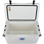 Elite 78 Qt. Rotational-Molded Customizable Cooler System with 3 Sets of Beach Wheels in White