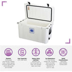 Elite 78 Qt. Rotational-Molded Customizable Cooler System with 3 Sets of Beach Wheels in White