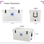 Elite 78 Qt. Rotational-Molded Customizable Cooler System with 3 Sets of Beach Wheels in White