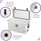 Elite 78 Qt. Rotational-Molded Customizable Cooler System with 3 Sets of Beach Wheels in White