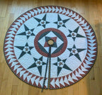 Star Christmas Tree Skirt Homespun Cotton Fabric  Quilted Quilt 58 1/2"