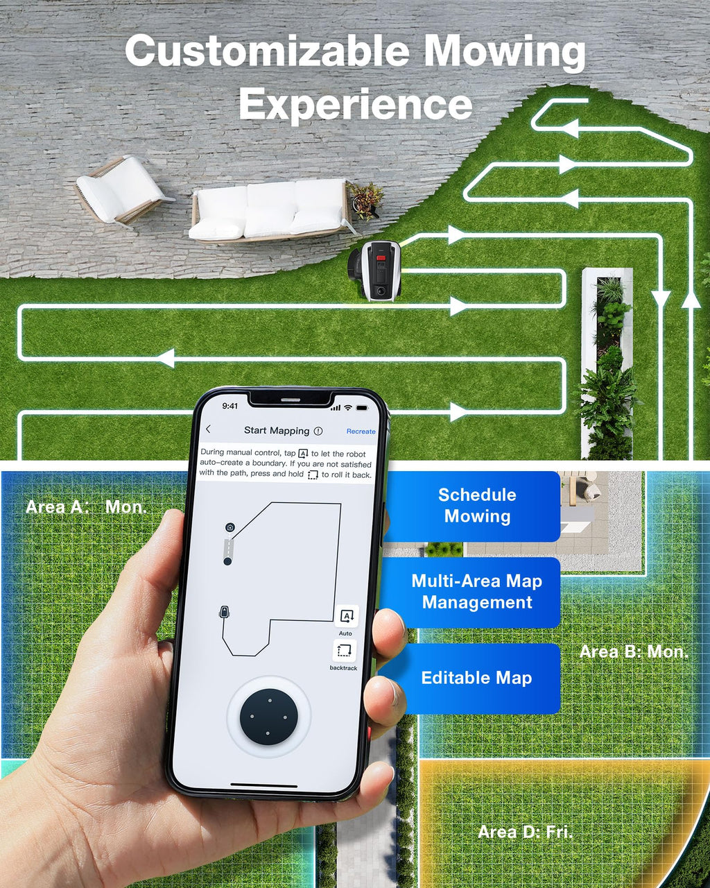 Goat O1000 LiDAR PRO Robot Lawn Mower, Wire-Robotic Lawn Mower with Dual-LiDAR Navigation, -in EdTrimming, AI Obstacle Avoidance, App Control, for Lawns Up to 1/4 Acre