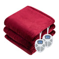 84" x 90" Flannel Heated Blanket Electric Throw w/ Dual Controllers