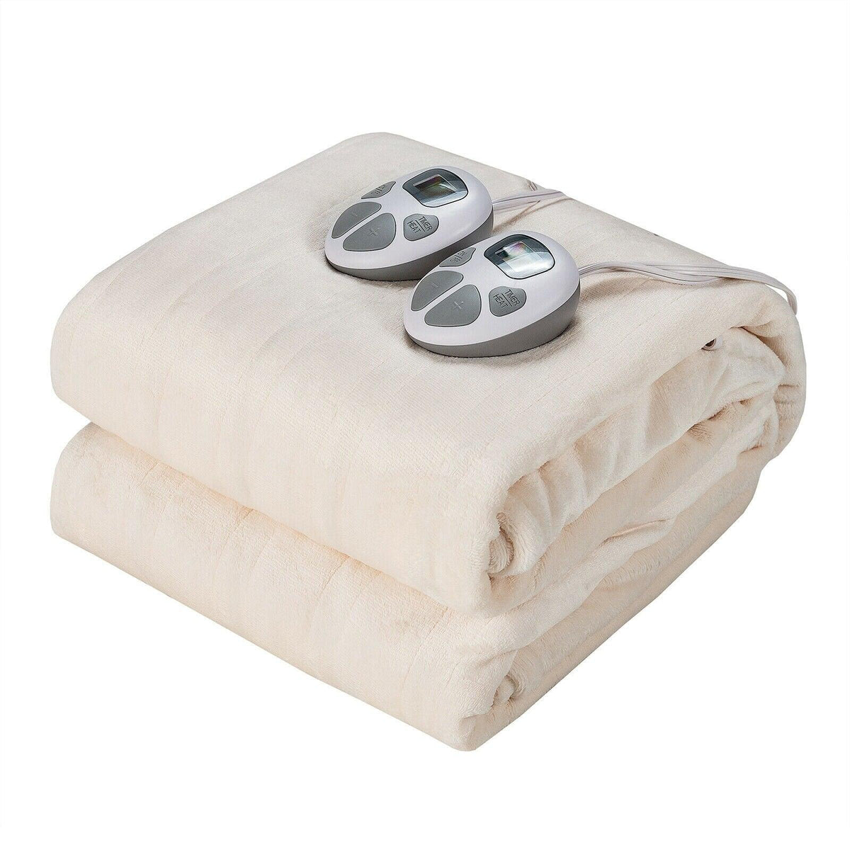 84" x 90" Flannel Heated Blanket Electric Throw w/ Dual Controllers