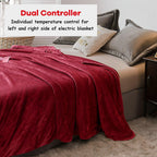 84" x 90" Flannel Heated Blanket Electric Throw w/ Dual Controllers