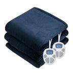 84" x 90" Flannel Heated Blanket Electric Throw w/ Dual Controllers