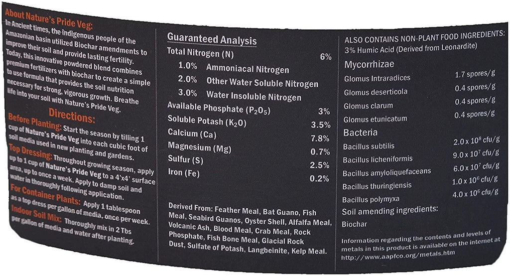 greengro fv-5035 nature's pride veg fertilizer 35 lb