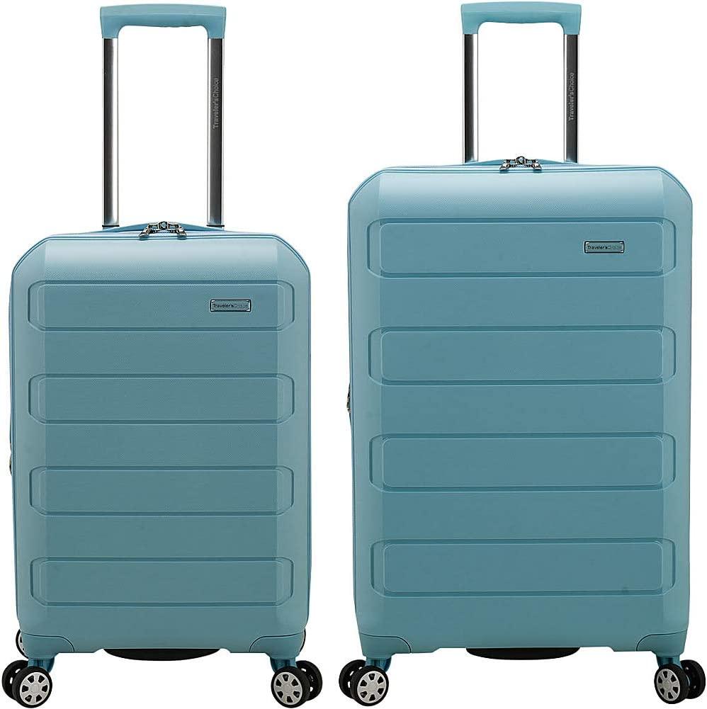 Pagosa Indestructible Hardshell Expandable Spinner Luggage, Baby Blue, 2-Piece Set (22/26)