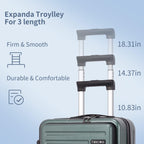 20 Inch 45L, Carrry On Luggage with Front Zipper Pocket, ABS+PC Lightweight Hardshell Suitcase with Spinner Silent Wheels &amp; TSA Lock, Convenient for Business Trips, Dark Green