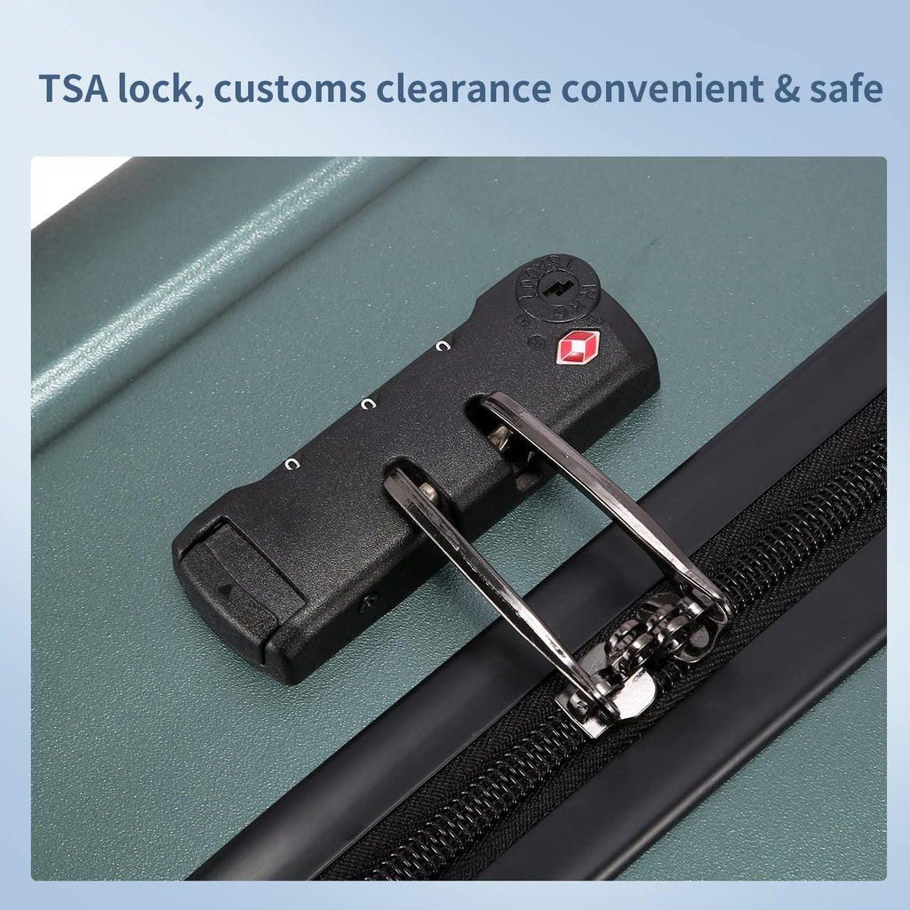 20 Inch 45L, Carrry On Luggage with Front Zipper Pocket, ABS+PC Lightweight Hardshell Suitcase with Spinner Silent Wheels &amp; TSA Lock, Convenient for Business Trips, Dark Green